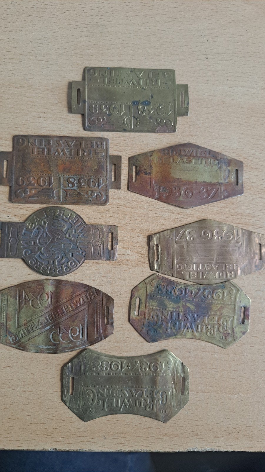 Oude Rijwielbelastingplaatjes (1936-1939), Verzamelen, Ophalen of Verzenden, Gebruikt