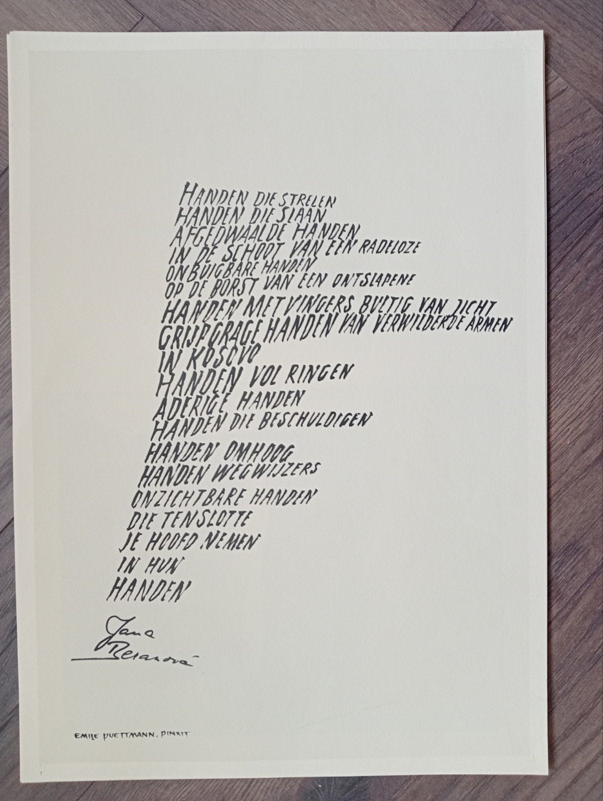 Emile Puettmann typografie prent, Ophalen of Verzenden, 1980 tot heden, Overige onderwerpen