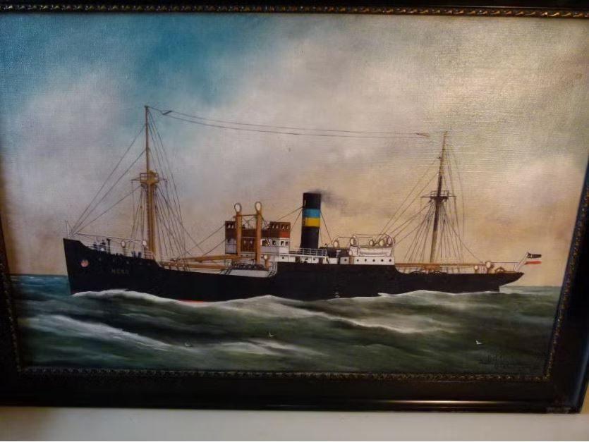 antiek scheepsschilderij A.J. Jansen 1932, Antiek en Kunst, Kunst | Schilderijen | Klassiek, Ophalen