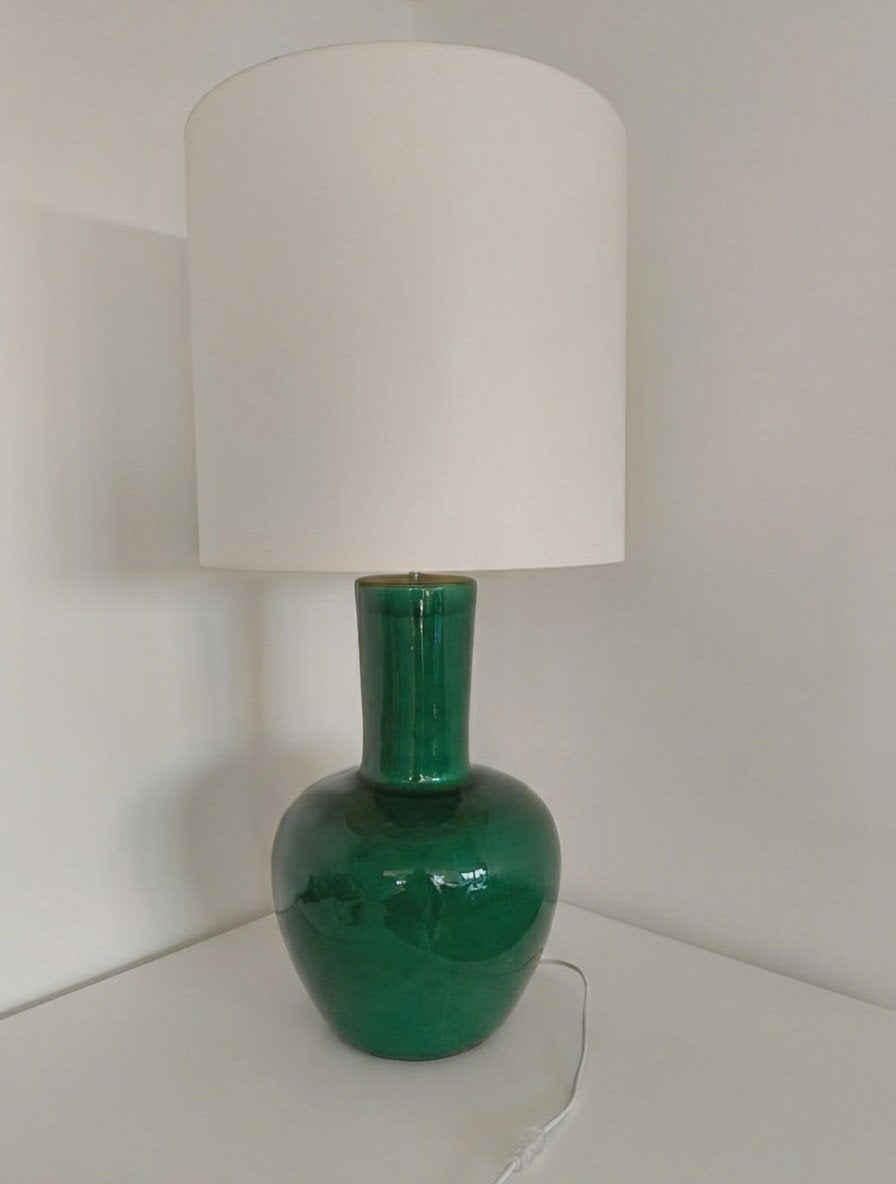 Polspotten Ball Porselein Lamp XXL Groen met Witte Kap, Ophalen, Overige merken, Groen, Textiel
