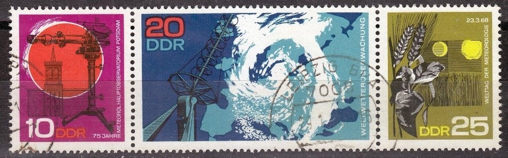 DDR 1968, Michel 1343-1345, gestempeld., Verzenden, DDR, Gestempeld