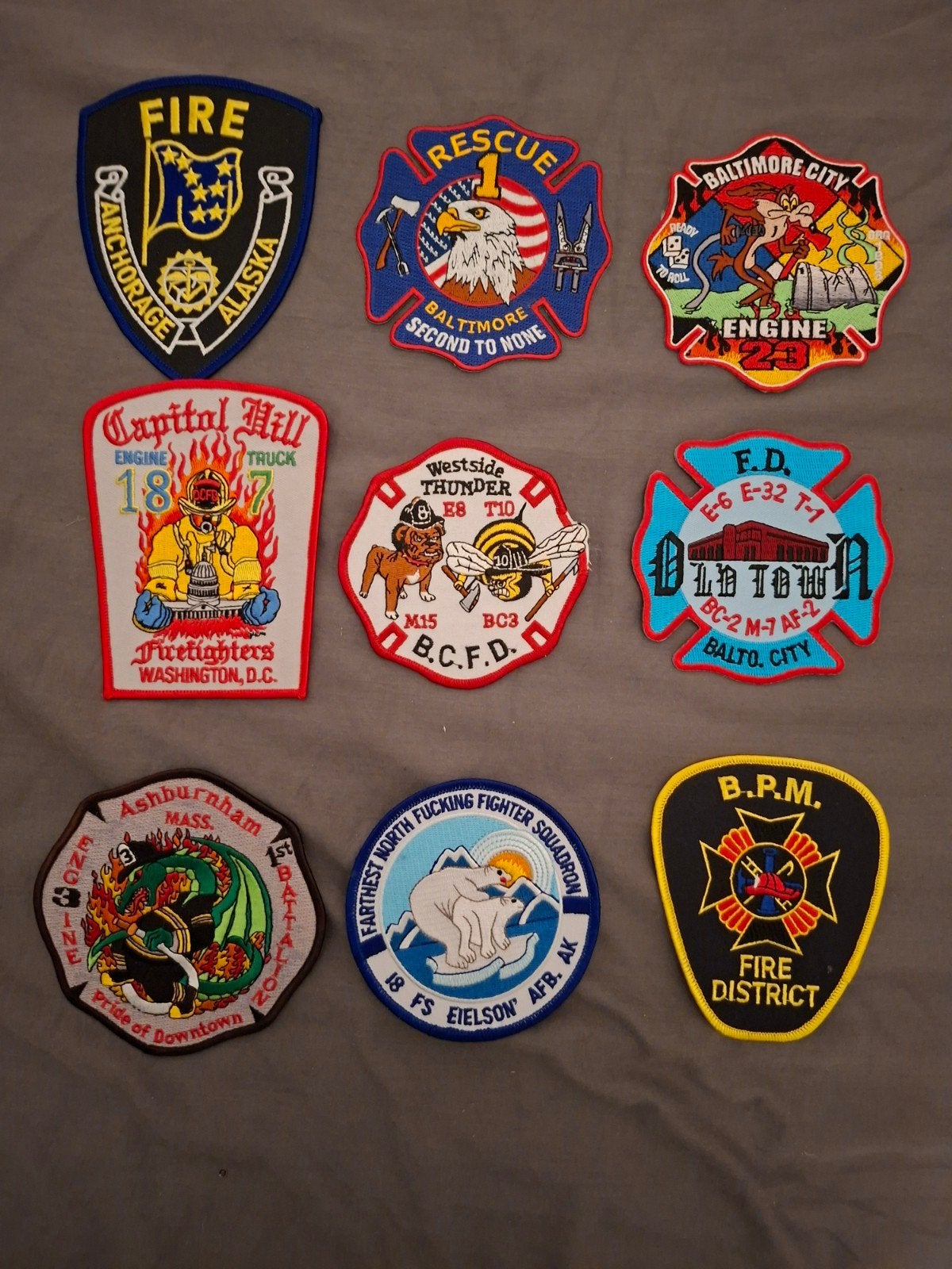 Verzameling van 9 brandweer patches - Diverse steden, Ophalen of Verzenden, Nieuw