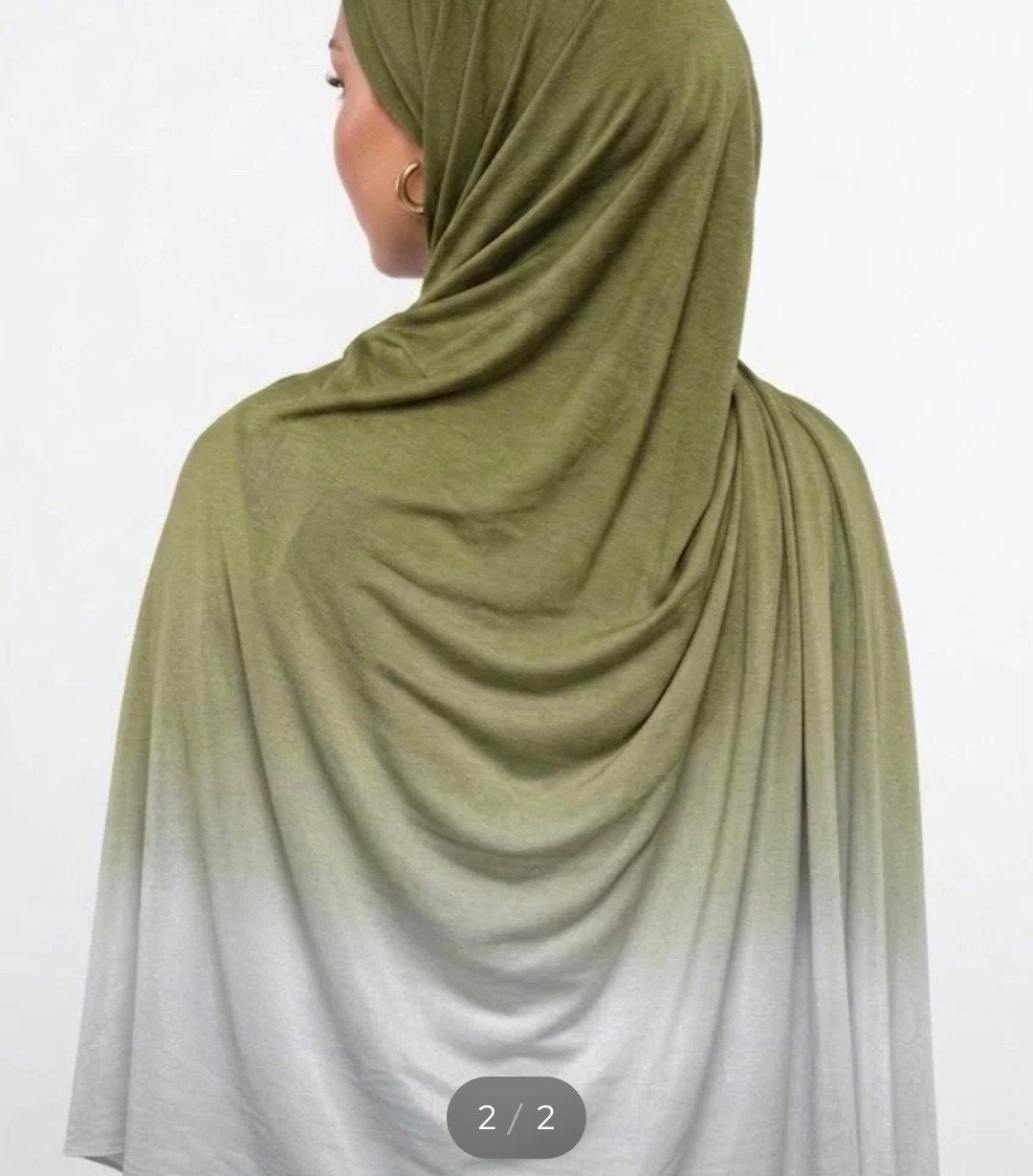 Splinternieuwe Liquid Jersey Hijab - Groen/Grijs Ombre, Verzenden, Hoed, Nieuw, One size fits all