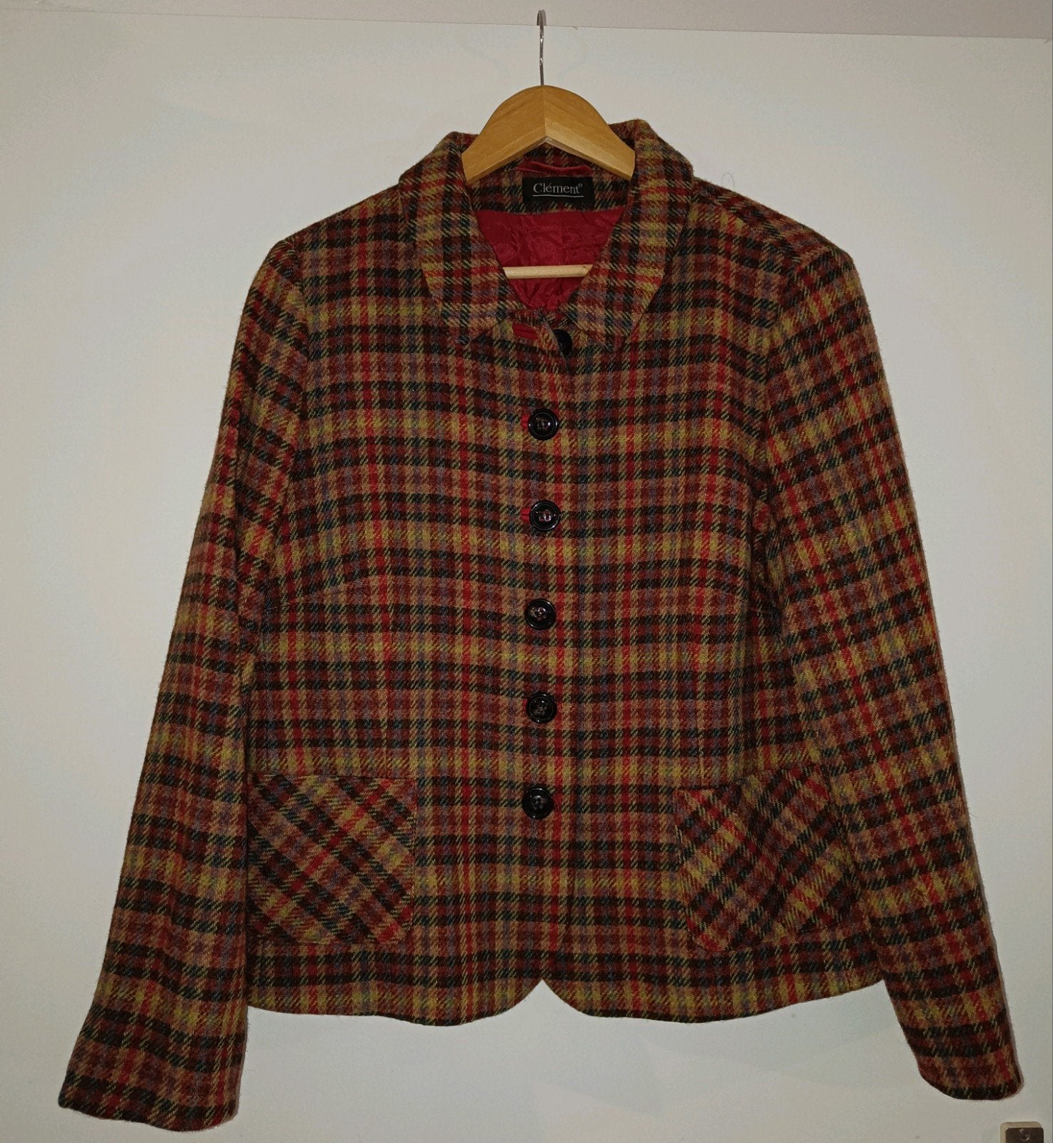 Clément wollen geruite blazer/ jas - Maat 46, Clément, Ophalen of Verzenden, Maat 46/48 (XL) of groter, Meerkleurig