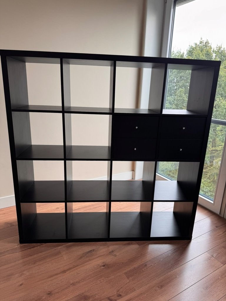 IKEA Kallax (4x4) kast - Zwart, Ophalen, Gebruikt, 100 tot 150 cm, 100 tot 150 cm