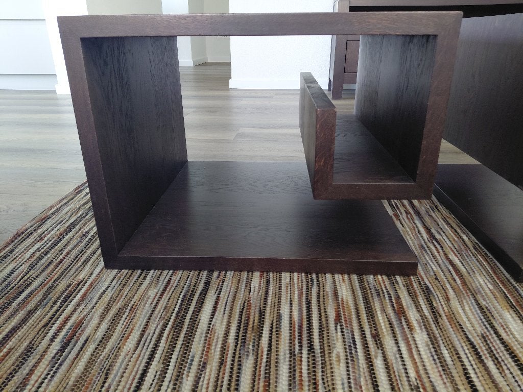 Eiken salontafels 2x in mat wengé kleur, Ophalen, Gebruikt, 50 tot 100 cm, 50 tot 100 cm