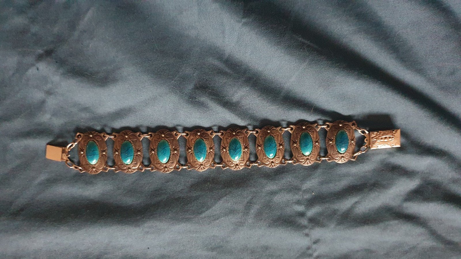 Vintage turkoois DLH DEPOSE armband, Ophalen of Verzenden, Blauw