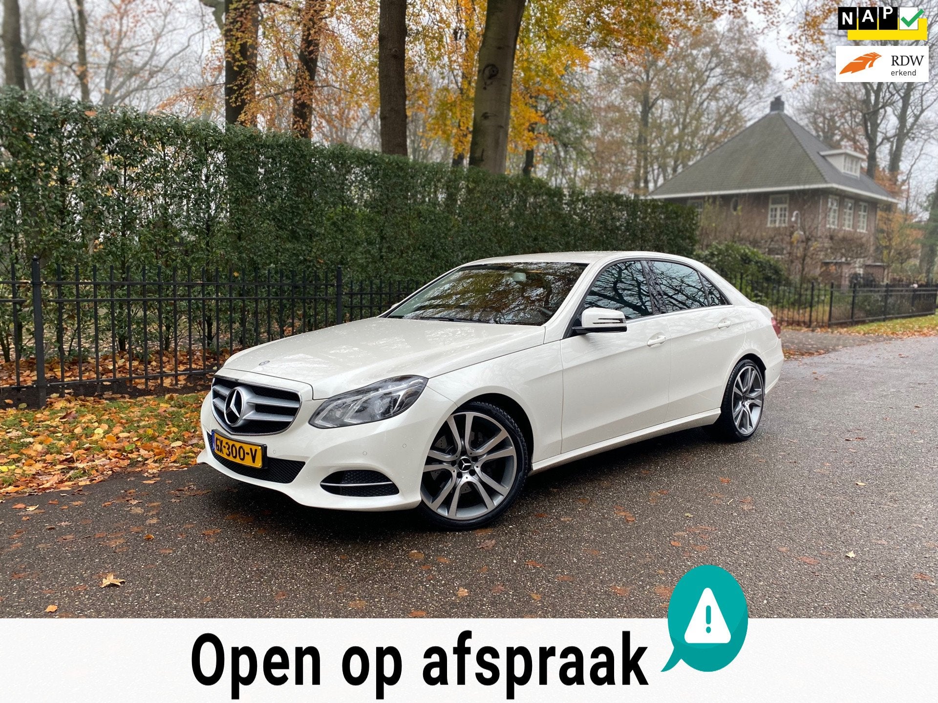 Mercedes-Benz E-klasse 200 Parelmoer Wit, Trekhaak, Leer NAP, Automaat, Achterwielaandrijving, Gebruikt, 4 cilinders