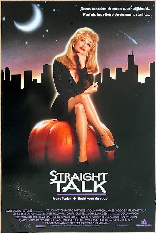 Straight Talk (1992) - Originele filmposter - Dolly Parton, Rechthoekig Staand, Ophalen of Verzenden, Zo goed als nieuw, A1 t/m A3