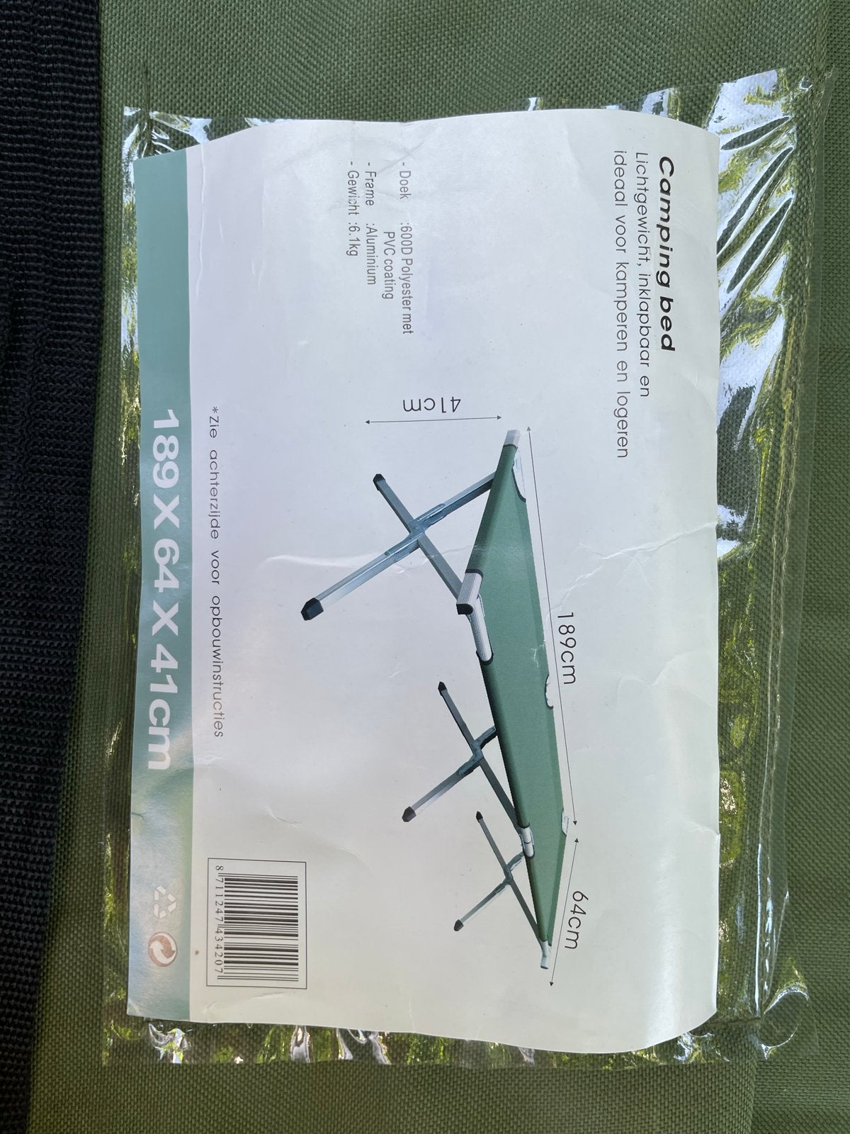 3x Lichtgewicht opvouwbaar campingbed - 189x64x41cm, Ophalen, Zo goed als nieuw