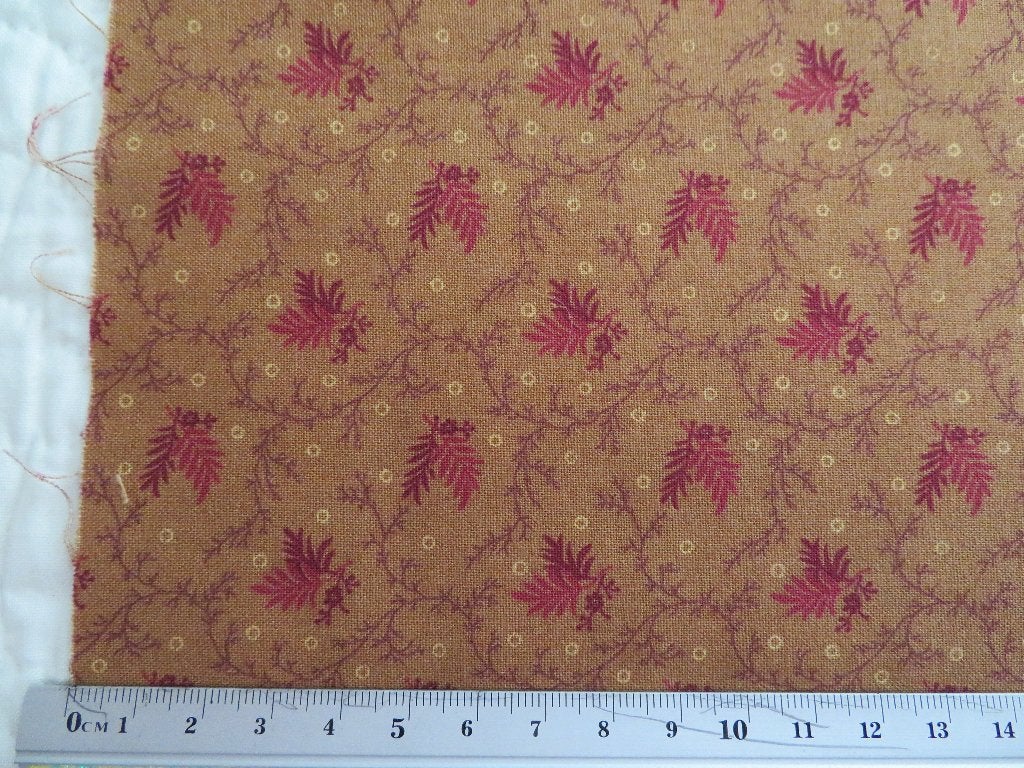 Mooi vintage quiltstofje, Hobby en Vrije tijd, Stoffen en Lappen, Bruin, Ophalen of Verzenden, Zo goed als nieuw, 30 tot 120 cm