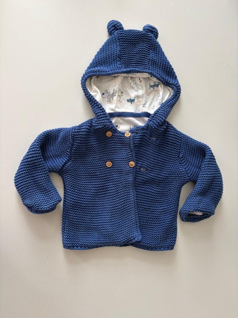 Gebreid babyvest met capuchon maat 68 /3-6maanden_100%katoen, Truitje of Vestje, M&S, Ophalen of Verzenden, Zo goed als nieuw