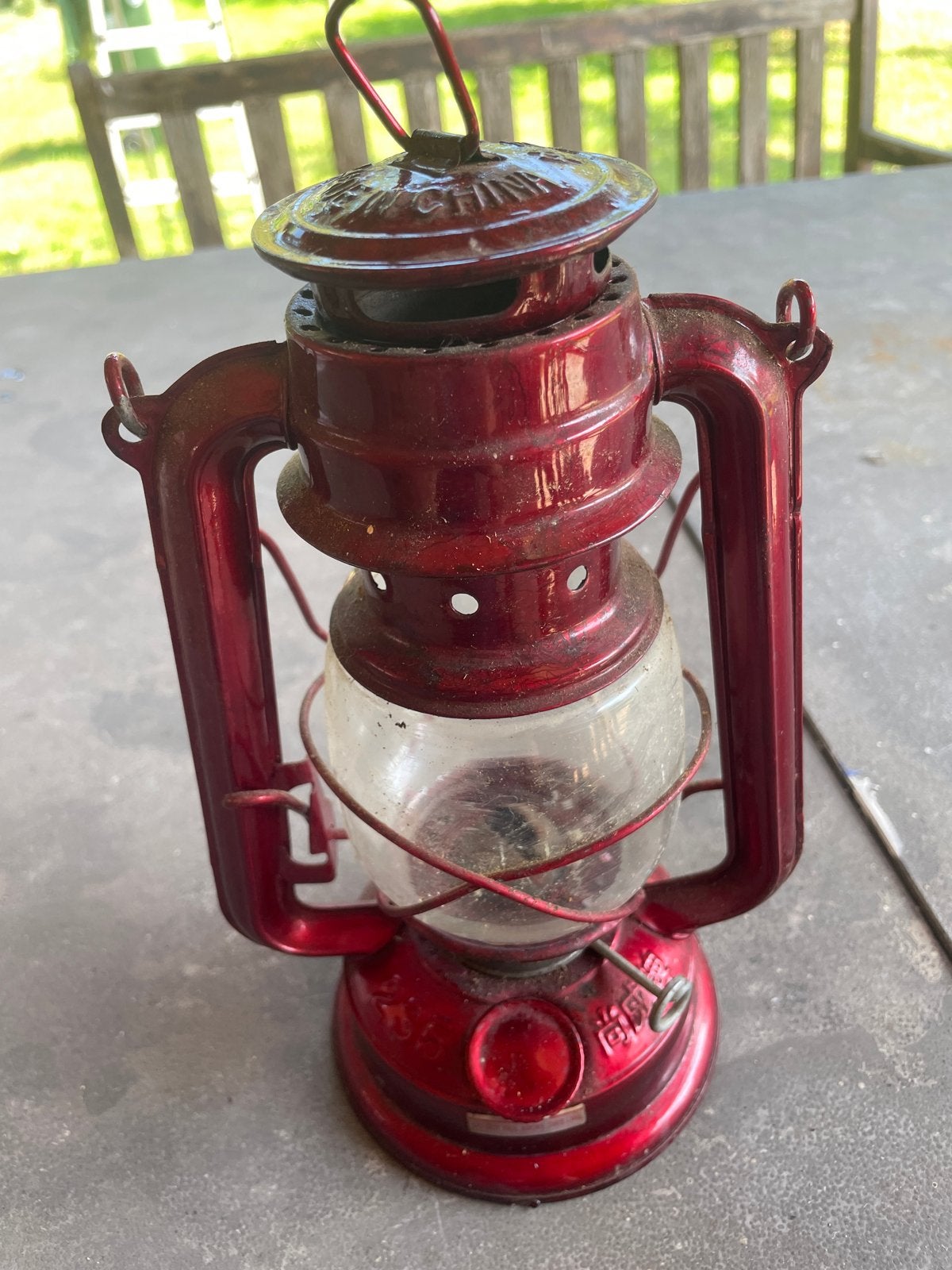 Vintage rode olielamp - Made in China, Ophalen of Verzenden