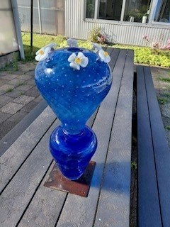 Lia Koster, glaskunst, zeer uniek., Ophalen, Blauw, 55 cm, Glas