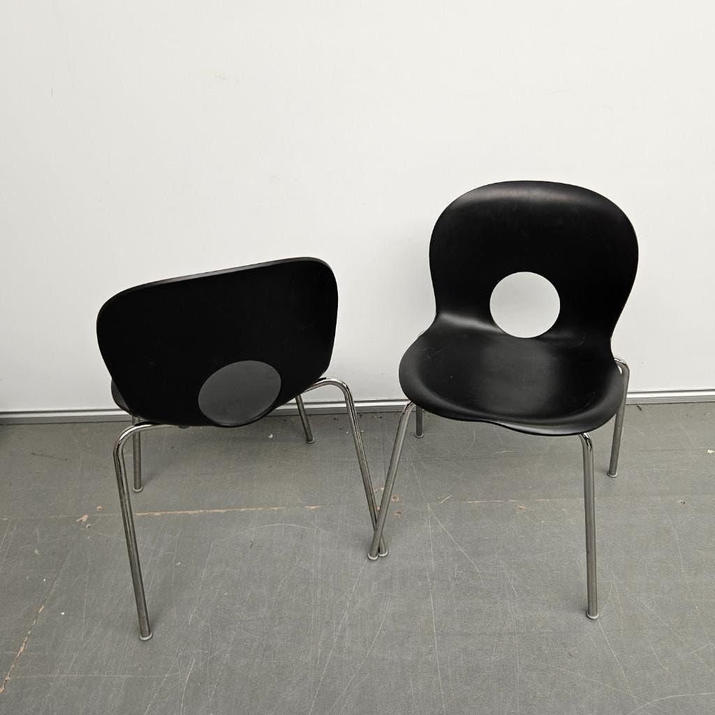 Rexite kunststof design kantinestoel - zwart 2 stuks, Ophalen, Kunststof, Gebruikt, Twee