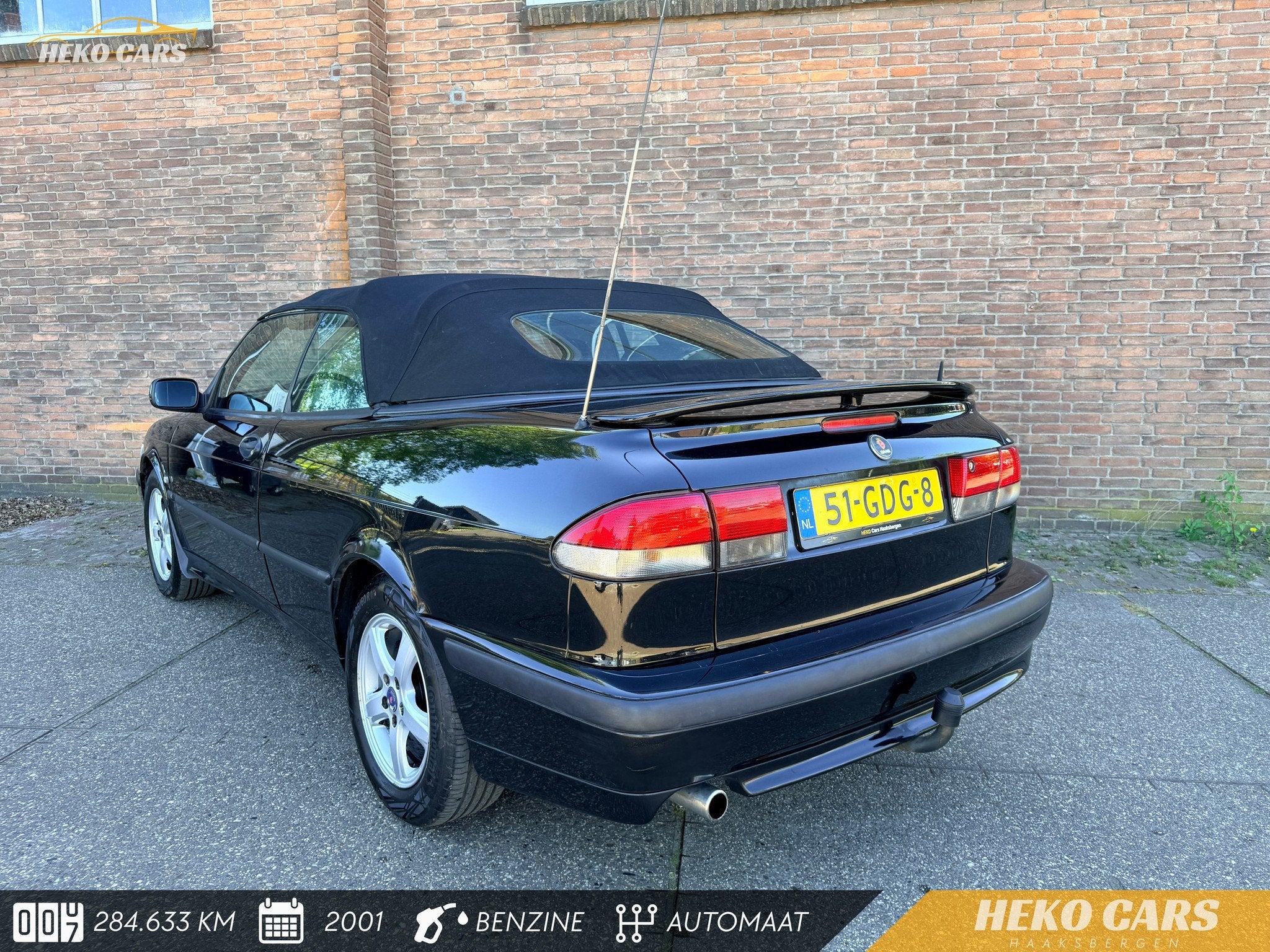 Saab 9-3 2.0t SE·Cabrio·Aut·Climate·Cruise·Stoelverw.·, Auto's, Oldtimers, Cabriolet, 4 stoelen, Zwart, Bedrijf