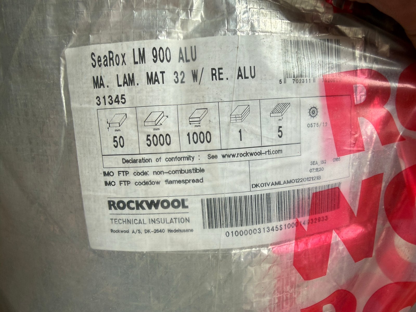Rockwool SeaRox LM 900 ALU isolatiematten 50mm, Ophalen, 4 tot 8 cm, Nieuw, Steenwol