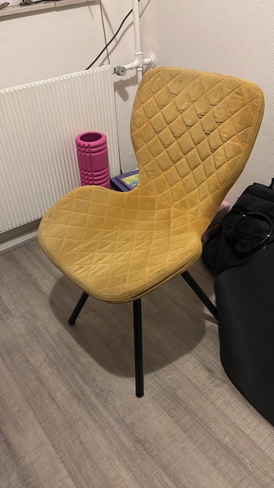4 gele stoelen incl. groene hoezen, Ophalen, Gebruikt, Overige kleuren, Vier
