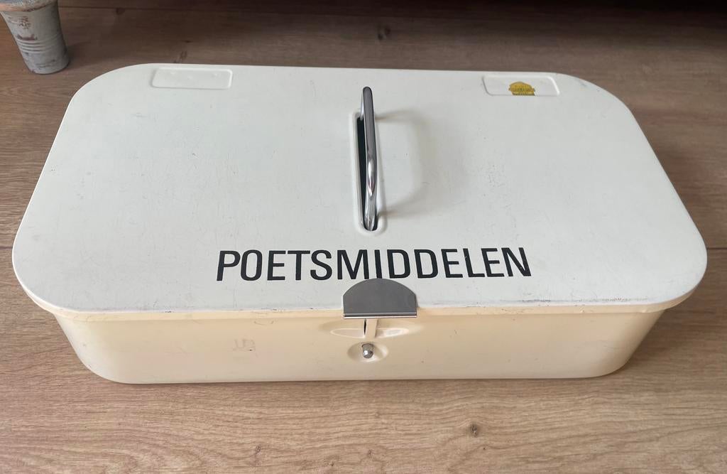 Poetsmiddelen blik Brabantina wit trommel emaille, Ophalen of Verzenden