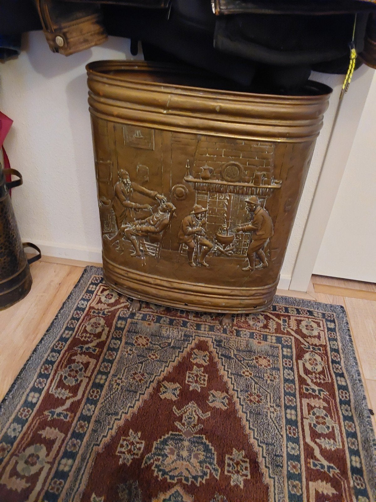 Antieke Koperen paraplubak met Reliëfdecoratie, Ophalen, Koper