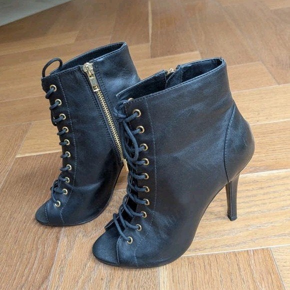 Nieuwe Steve Madden Peep-Toe Enkellaarsjes Zwart, Zwart, Lage of Enkellaarzen, Steve Madden, Nieuw