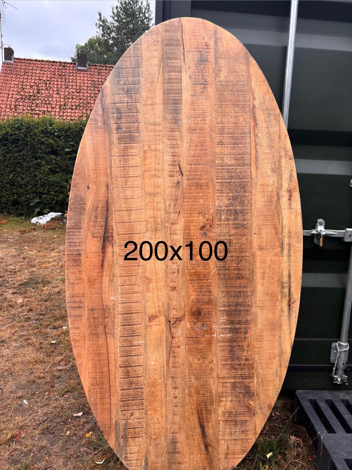 Tafelblad mangohout 200x100 scheur, Huis en Inrichting, Tafels | Statafels, Ophalen, Gebruikt