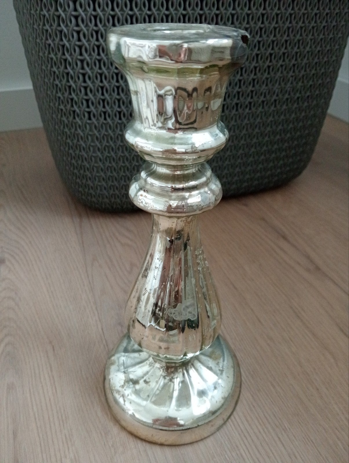 Antieke Zilverglas Kandelaar - Kleine Imperfectie, Ophalen of Verzenden