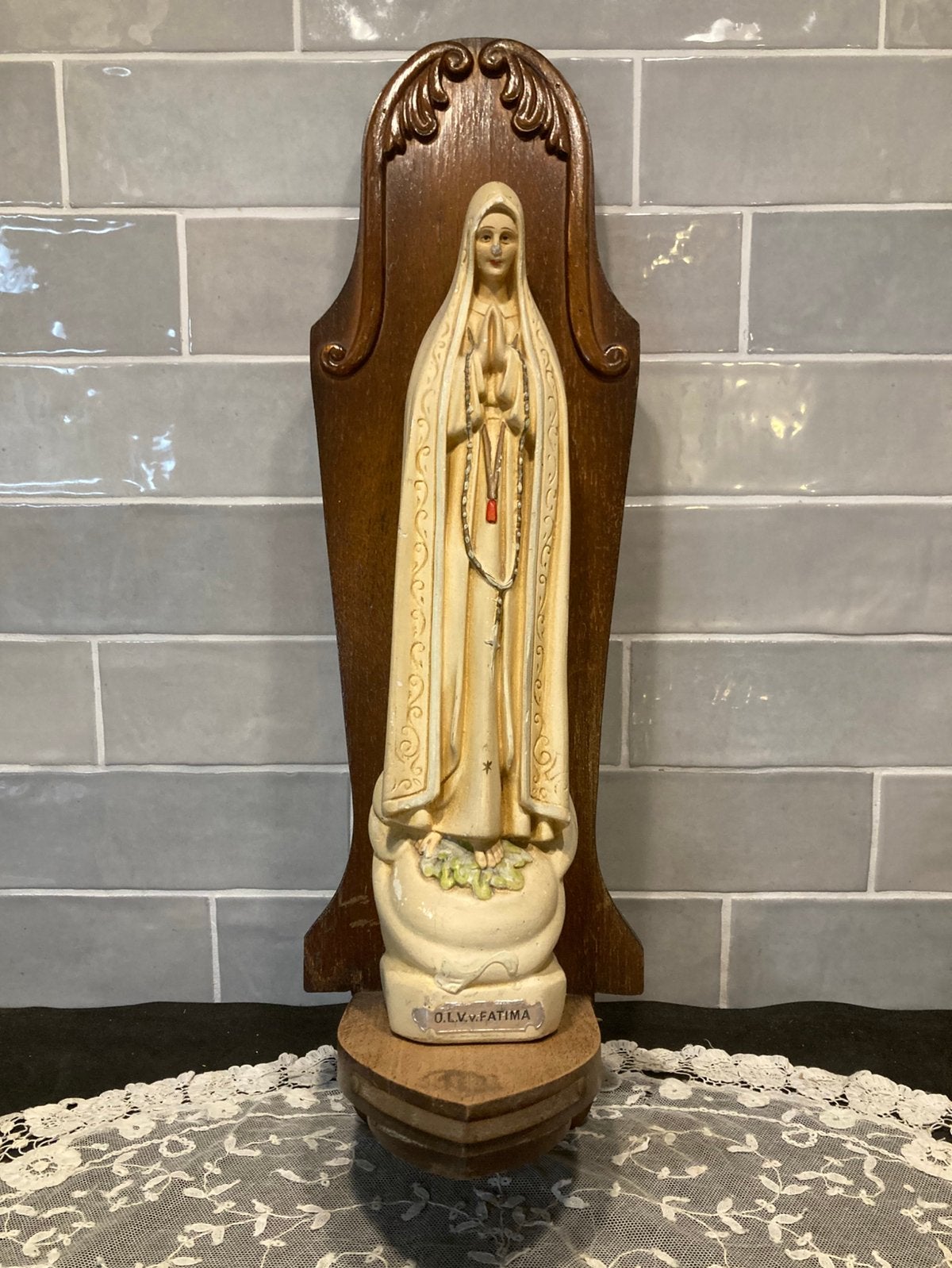Beeldje Maria, Onze Lieve Vrouwe van Fatima (030725s), Antiek en Kunst, Antiek | Religie, Ophalen of Verzenden