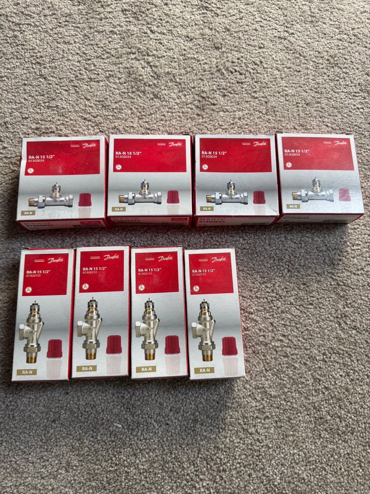 Danfoss RA-N 15 1/2" Radiatorafsluiters (8 stuks), Ophalen of Verzenden, Nieuw, Radiator