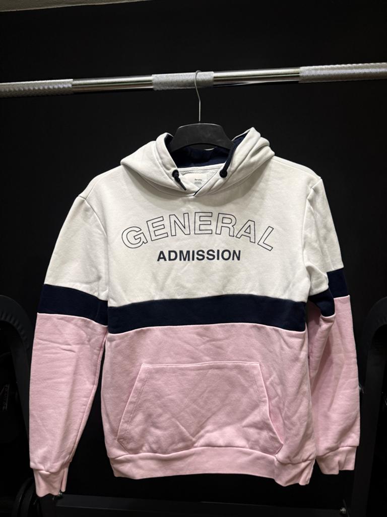 Bershka Hoodie - Wit, Roze, Blauw - Maat s, Verzenden, Zo goed als nieuw, Maat 48/50 (M), Wit