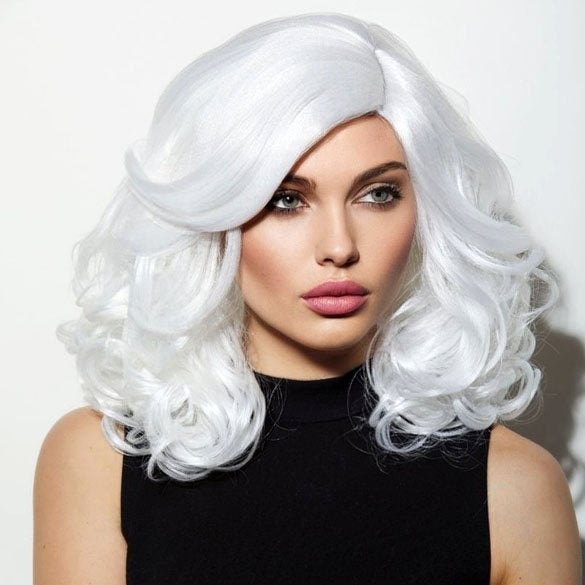 Lace front Diva / Drag pruik groot volume Reagan Snow kleur, Ophalen of Verzenden, Nieuw, Pruik of Haarverlenging