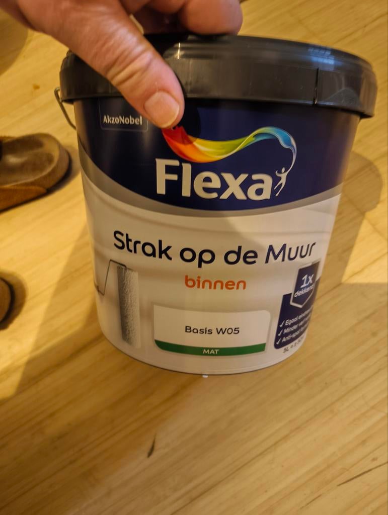 Flexa strak op de muur ongeopend 5 liter Rice Paper (foto 4), Doe-het-zelf en Verbouw, Verf, Beits en Lak, Ophalen, 5 tot 10 liter