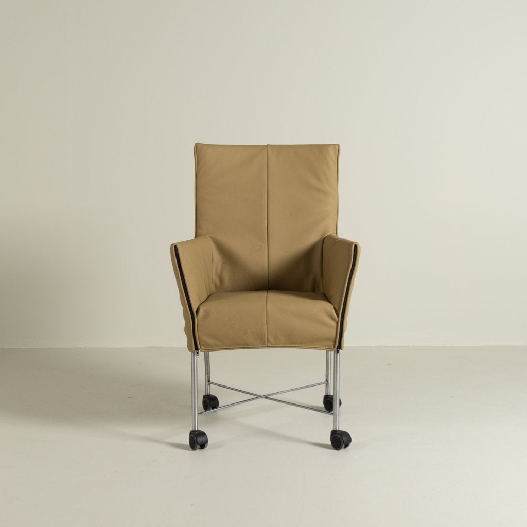 Montis Chaplin Stoel Mustard Leer - Aluminium (Op Wielen), Niet ingevuld, Zo goed als nieuw, Niet ingevuld, Niet ingevuld