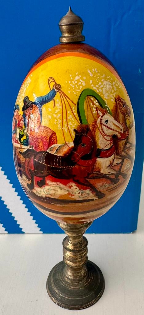 Houten ei Russisch Gennady Semichev 1992, Ophalen of Verzenden