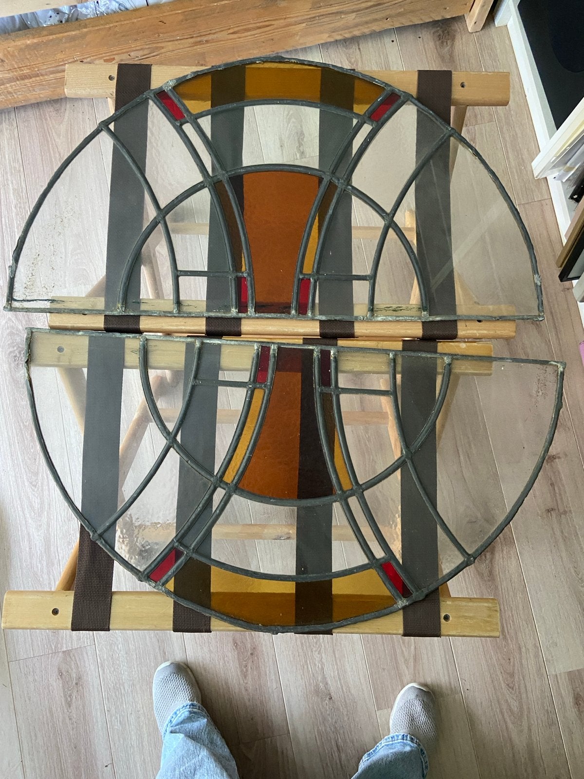 Uniek glas in lood raam - Art Deco stijl, Ophalen, Gevelraam of Ruit, Gebruikt, 80 tot 120 cm