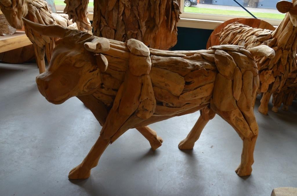 Handgemaakte Os / Stier (90 cm), Verzenden, Nieuw, Hout