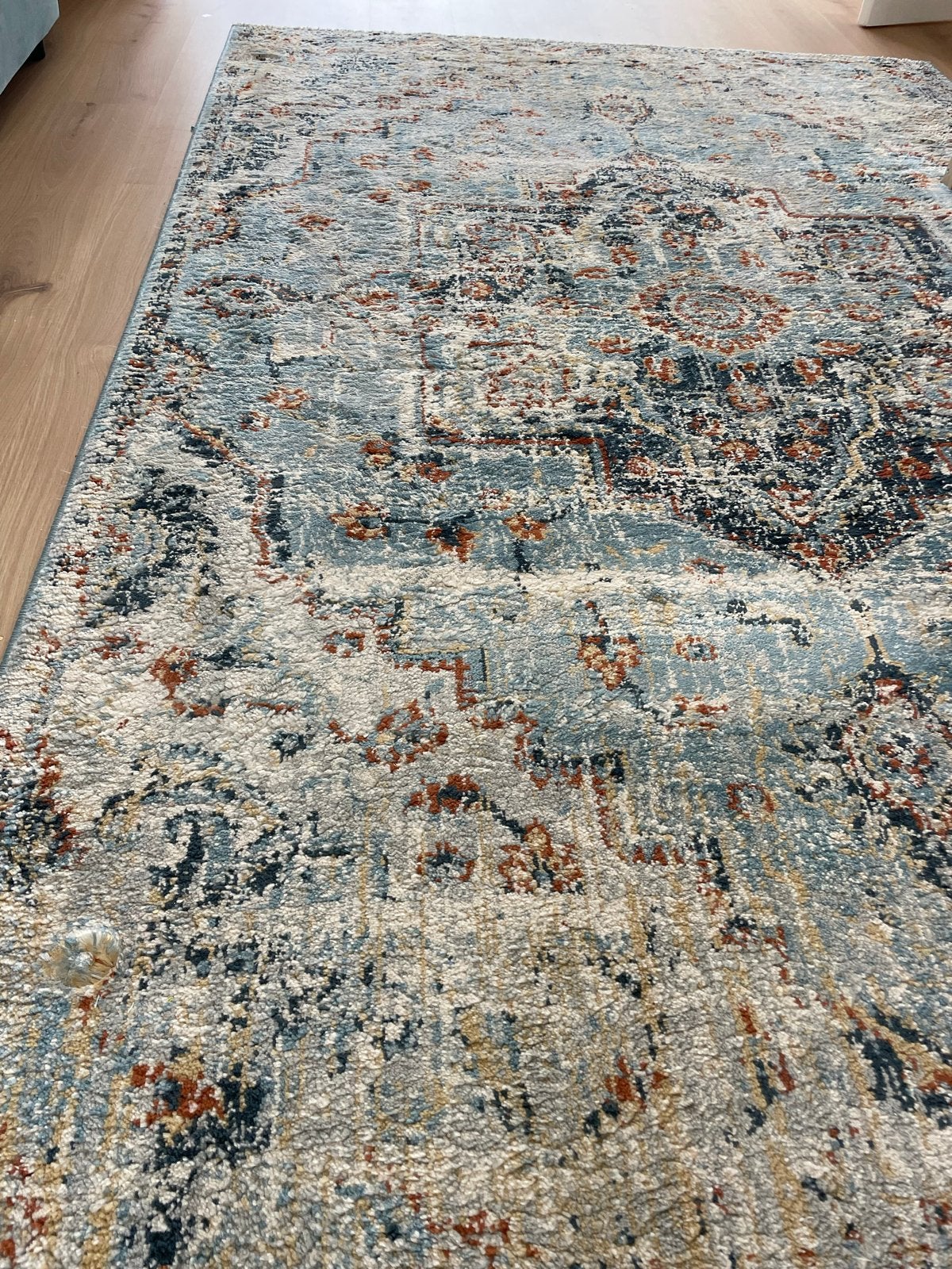 IKEA OVERLUND Vloerkleed - Blauw/Beige/Oranje (160x235 cm), Ophalen, Blauw, 150 tot 200 cm, 200 cm of meer