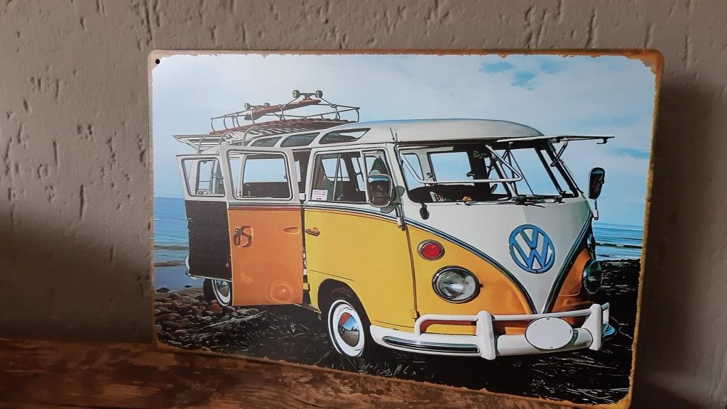 Blik / emaille afbeelding VW bus, Ophalen of Verzenden