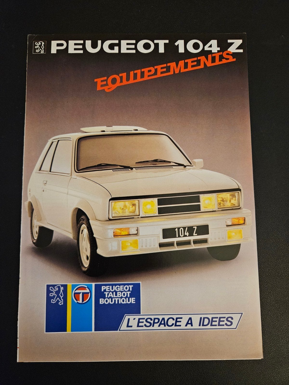 Brochure Peugeot 104 Z Equipements, Ophalen of Verzenden, Zo goed als nieuw, Peugeot