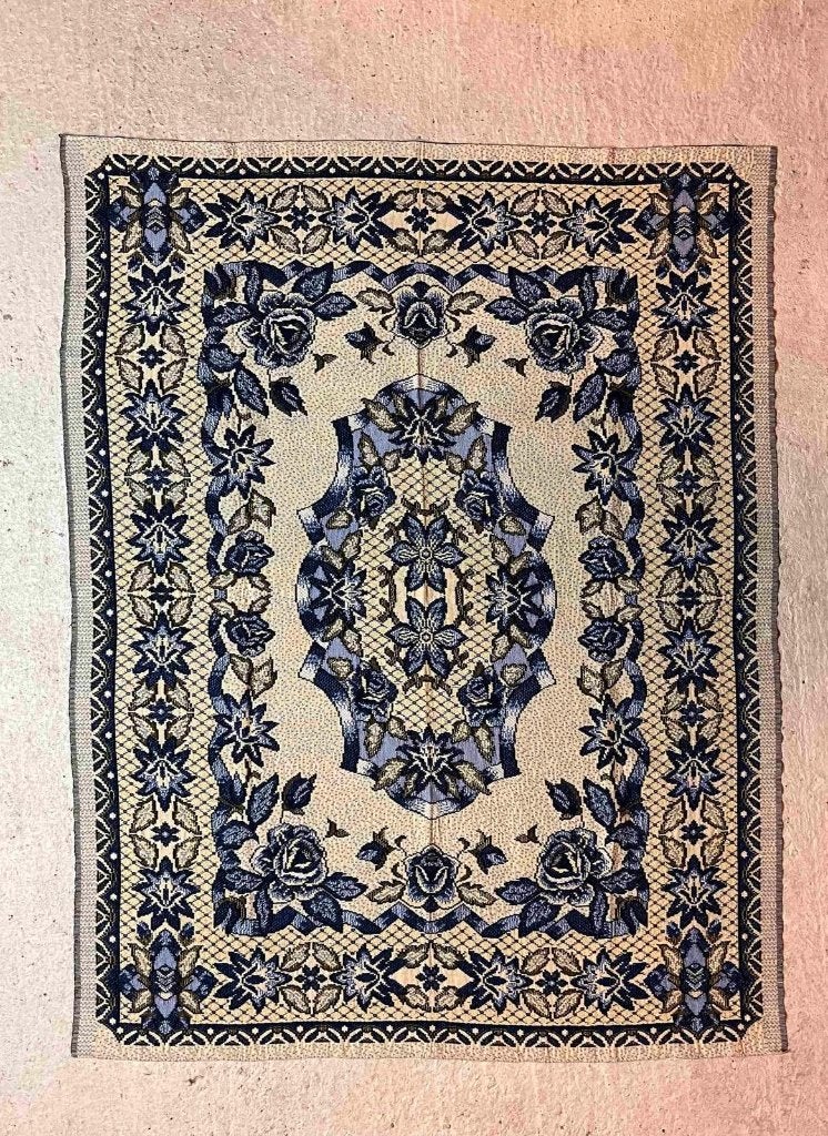 Grand Foulard picknickkleed semi klassieke bloemen 176/136, Zwart, 150 tot 200 cm, Djt@dejuistetoon.eu, Ophalen of Verzenden
