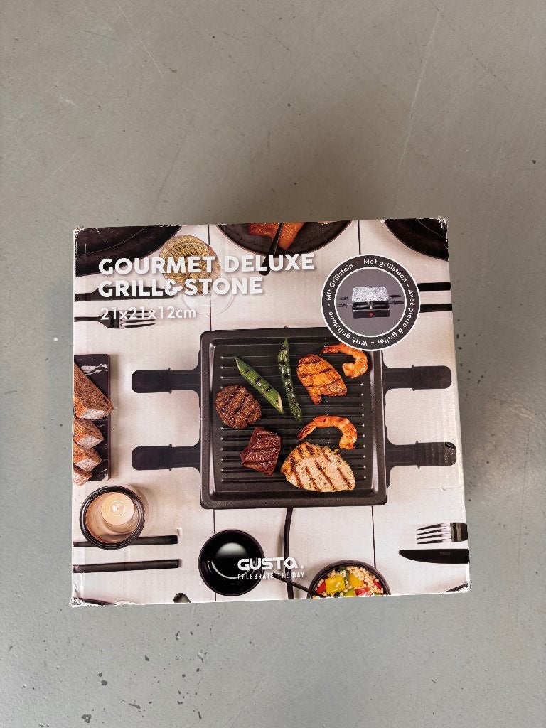 Gusta gourmetset Grill & Stone 4 personen EU stekker, Witgoed en Apparatuur, Gourmetstellen, Ophalen of Verzenden, Nieuw, 4 t/m 7 personen