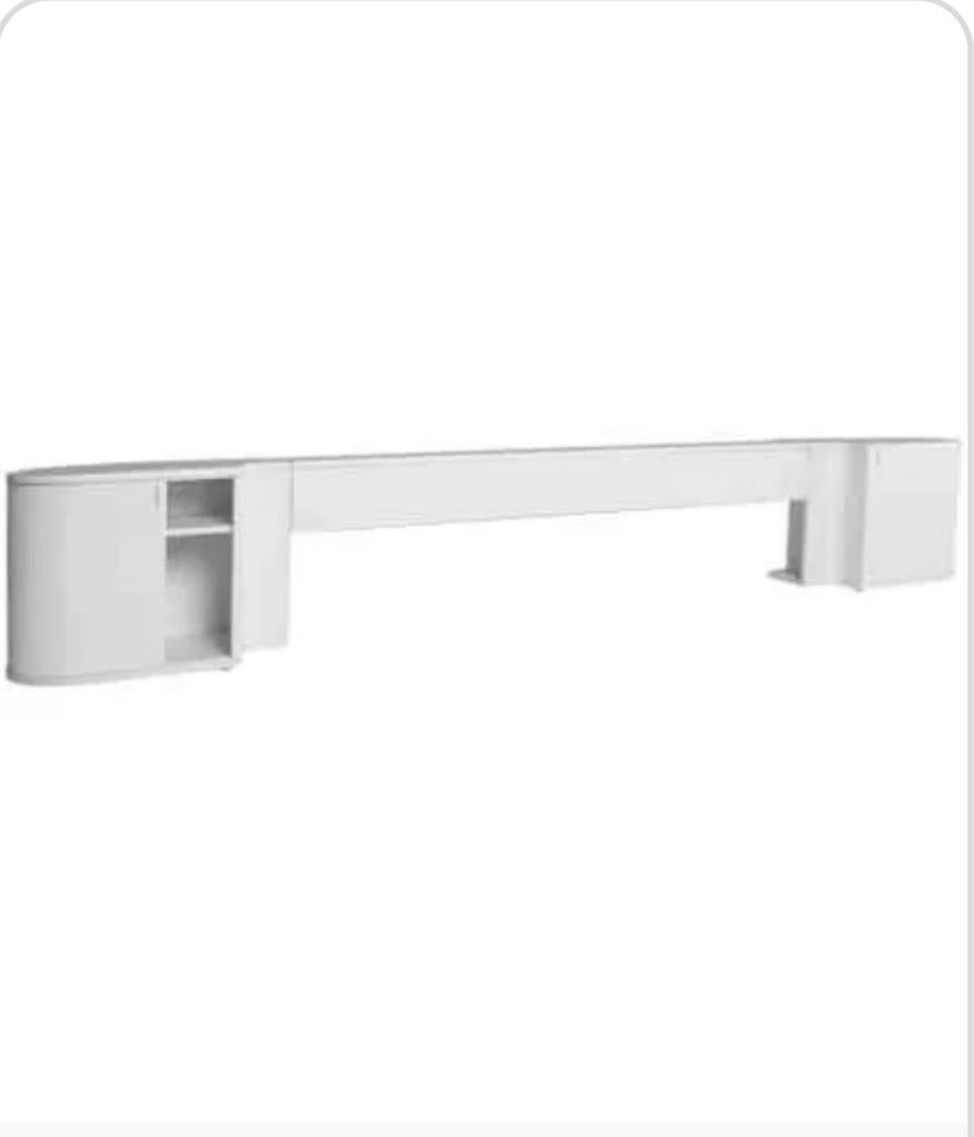 Auping achterwand wit voor bed 180 breed, Ophalen, Gebruikt, Wit, Tweepersoons