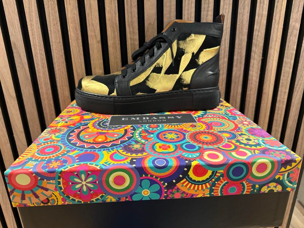 Embassy London Camilla High Sneakers Zwart Goud Maat 41, Ophalen of Verzenden, Nieuw, Zwart, Sneakers of Gympen