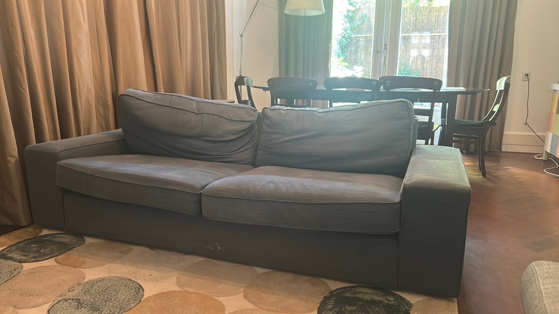 Blauwe bank, Huis en Inrichting, Banken | Bankstellen, Ophalen, Gebruikt, Normaal, 75 tot 100 cm