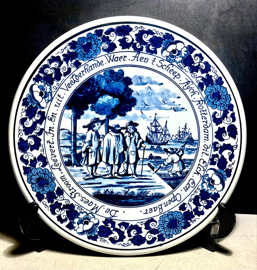 Vintage ROTtERDAMS Delfs blauw wand bord Rotterdem, Verzenden