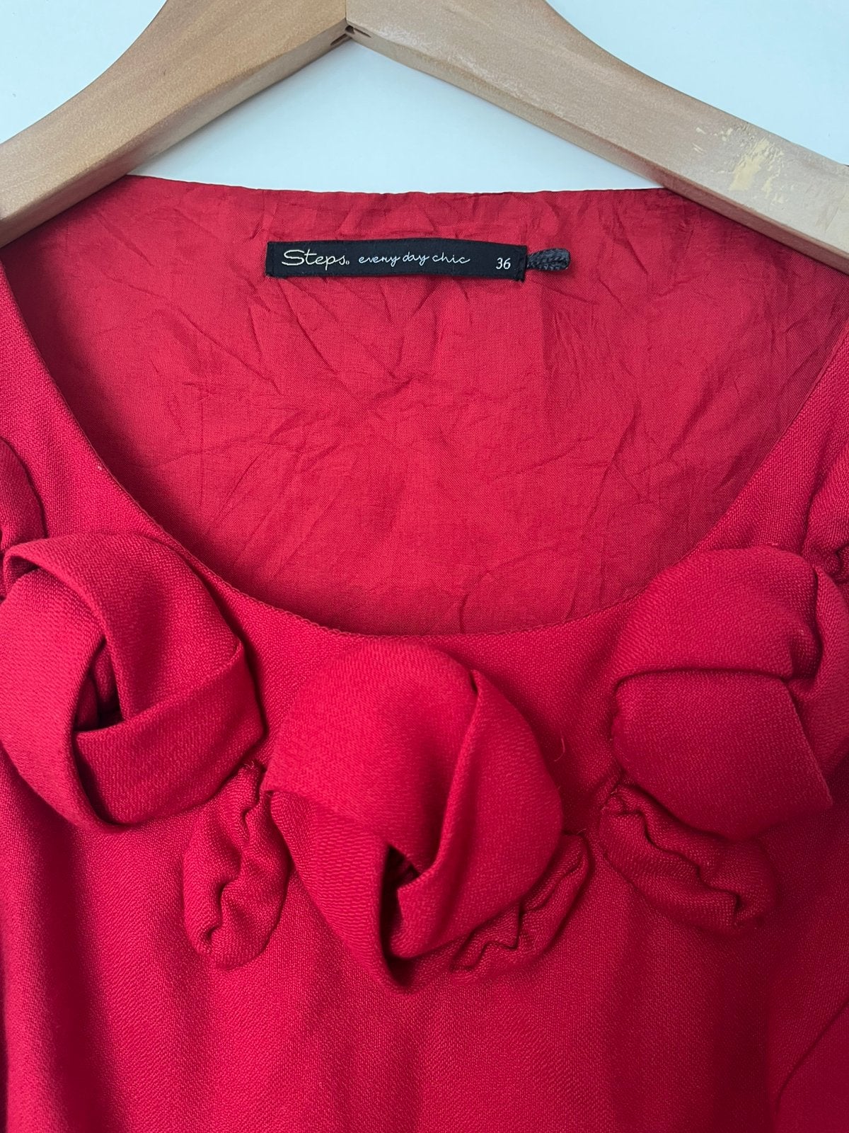 Steps Rode Jurk met Bloemen Maat 36, Kleding | Dames, Ophalen of Verzenden, Zo goed als nieuw, Knielengte, Maat 36 (S)