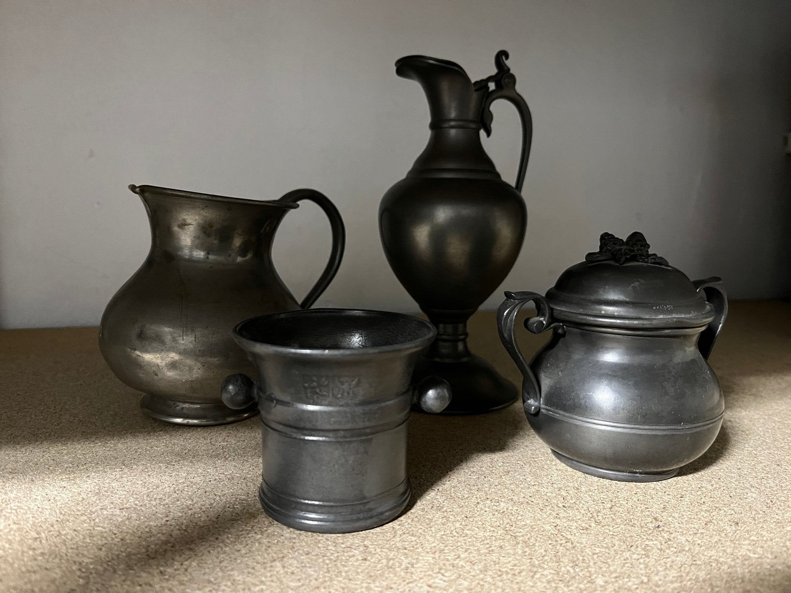 Tinnen kannen en pot - Set van 4, Ophalen of Verzenden