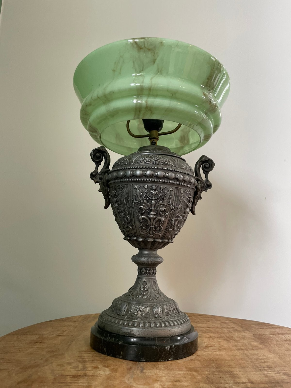 Prachtige antieke Art Deco lamp | Boheems glas en marmer, Ophalen