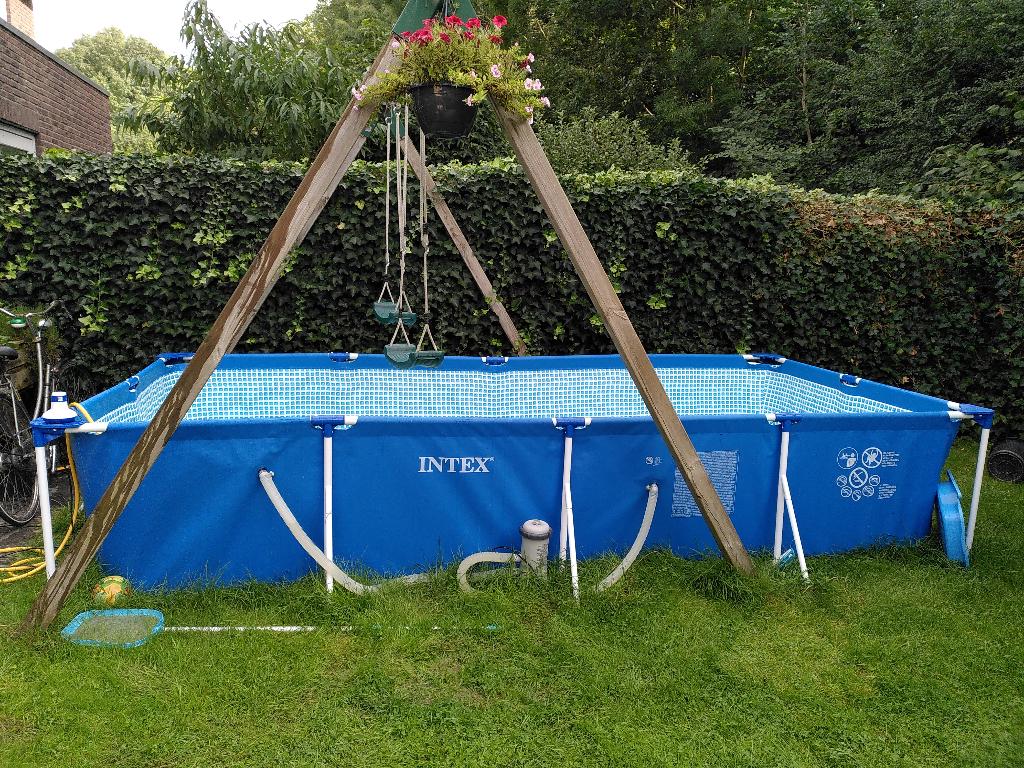 Rechthoekig Intex zwembad (4.5x2.2m), Tuin en Terras, Zwembaden, Gebruikt, Opzetzwembad, 80 tot 120 cm, 400 cm of meer, 200 tot 300 cm