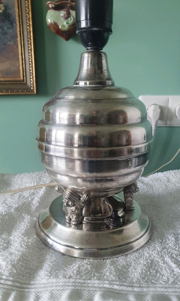 Zeldzame Zweedse verzilverde art deco lamp Gene, Ophalen of Verzenden